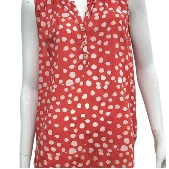 Velvet by Graham & Spencer red pock‎ dot white size M - Picture 2 of 3